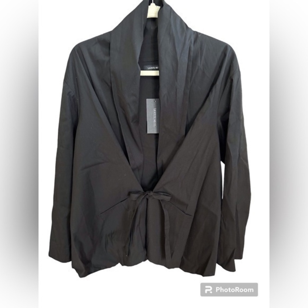 Stunning Lafayette 148 New York Black Jacket  with Unique Origami Tie Front